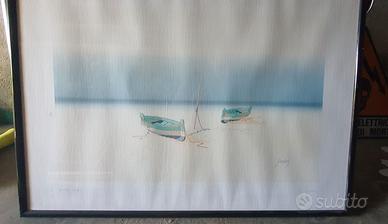 litografia "Barche verdi" di C. Giordani