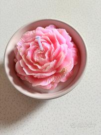 Ciotolina in ceramica con peonia in cera di soia