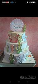 Torta scenografica finta a 3 piani – Tema Mare  