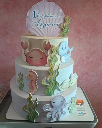 Torta scenografica finta a 3 piani – Tema Mare  