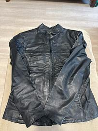 Giacca giubbo in pelle nera donna