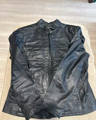 Giacca giubbo in pelle nera donna