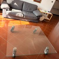 Tavolino Design Vetro-Senza Fori stile Gae Aulenti