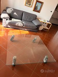 Tavolino Design Vetro-Senza Fori stile Gae Aulenti