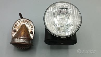 Bicicletta d'epoca campanello raganella e fanalino