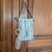 Decorazione nordica parete in legno e pizzo Boho 