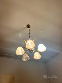 Lampadario vintage a 5 luci dorato