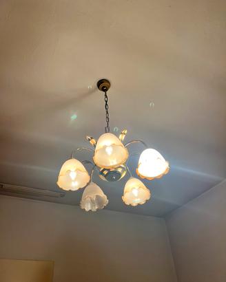 Lampadario vintage a 5 luci dorato