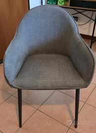 Sedia poltroncina design scandinavo in tessuto