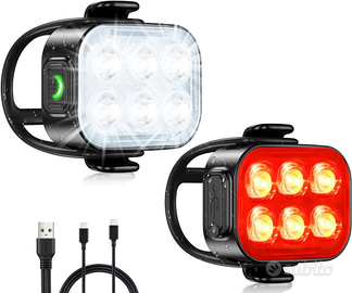 Luci Bicicletta LED [Ultra Sottile] USB Ricaricabi