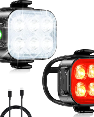 Luci Bicicletta LED [Ultra Sottile] USB Ricaricabi