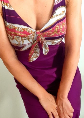 Camomilla |Abito viola giromaniche estivo in coton