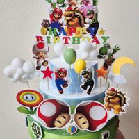 torta finta per compleanno tema Super Mario 