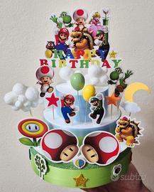 torta finta per compleanno tema Super Mario 
