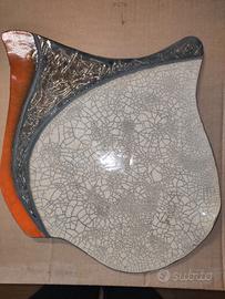 Centrotavola/vassoio in ceramica raku