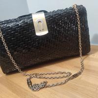 borsa pochette tracolla rattan nera vintage 