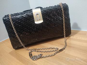 borsa pochette tracolla rattan nera vintage 