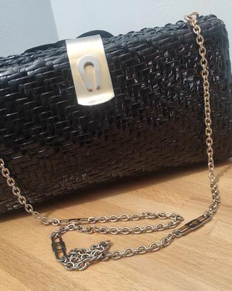borsa pochette tracolla rattan nera vintage 