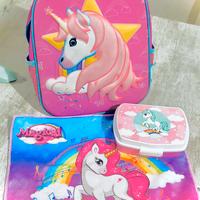 Zaino asilo 3d unicorno porta merenda tovaglietta