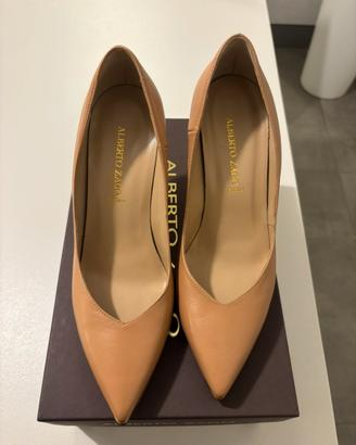 Décolleté Alberto Zago nude tacco 7,5 cm tg.37