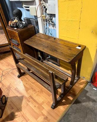 Établi De Travail En Bois Ancien – Italie – Bureau Cordonnier Ou Boucher