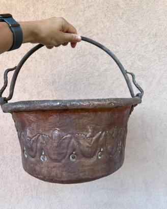 Antico pentolone massiccio in rame vero vintage