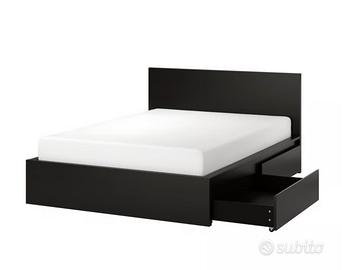 Letto IKEA MALM king size nero con 4 cassetti