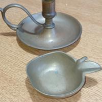 Bugia portacandele e posacenere in ottone brunito