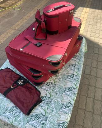 SET VALIGIE Viaggio 5 Pezzi SHADOW Bordeaux NUOVE