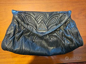 Borsa vintage Braccialini in pelle nera lavorata