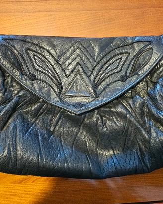 Borsa vintage Braccialini in pelle nera lavorata