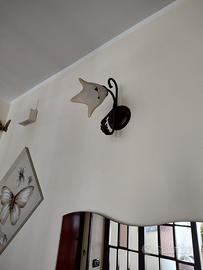  3 applique in ferro battuto con vetro satinato