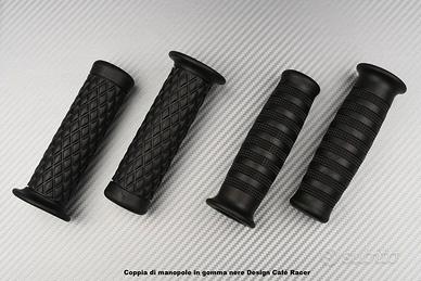 Coppia di manopole in gomma nere Design Café Racer