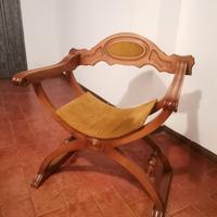 Sedia Savonarola Mid-Century in noce