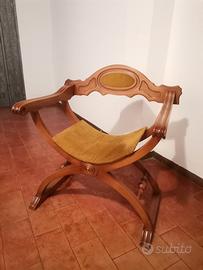 Sedia Savonarola Mid-Century in noce