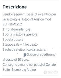 Filtro lavastoviglie ariston - Elettrodomestici In vendita a Bergamo