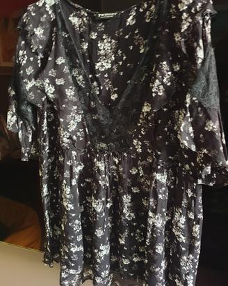 camicione Twin-set nero fiorato taglia S 