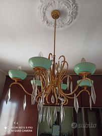 lampadario di Murano a bracci  in ottone