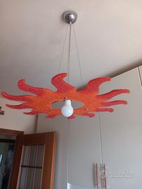 Lampadario + Specchio abbinati. Colore arancione