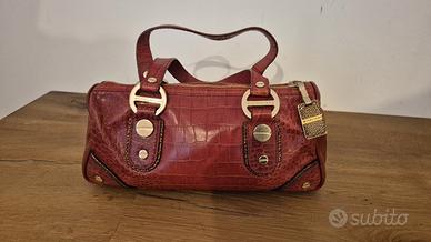 Borsa Borbonese bauletto pelle stampa cocco rossa