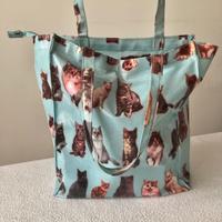 Borsa azzurra con Gatti + tasca interna