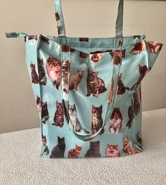 Borsa azzurra con Gatti + tasca interna