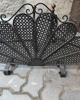 Set da camino vintage in ferro battuto e ottone –
