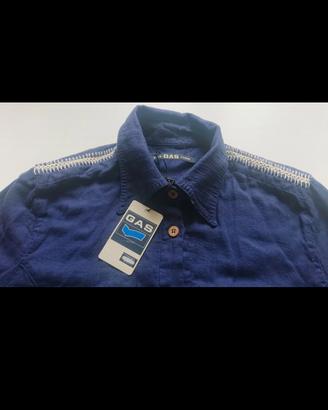 camicia GAS colore blu con ricami bianco taglia L,