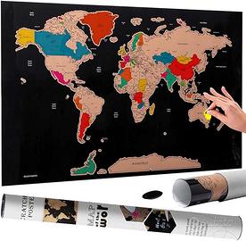 BAKAJI PosterMappamondo Grattare Cartina geografia