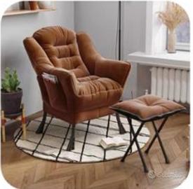 poltona tessuto compreso poggiapiedi 5 colori