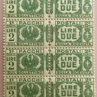 Francobolli 2 lire pacchi postali con fasci 1927