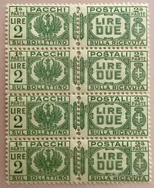 Francobolli 2 lire pacchi postali con fasci 1927