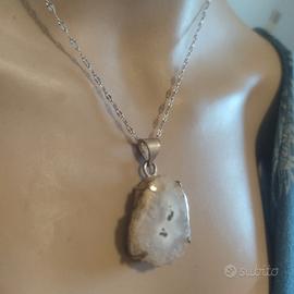 collana acciaio e argento quarzo solare