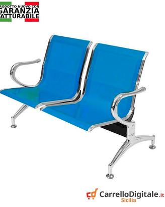 Panca da attesa in acciaio colore blu 2 posti